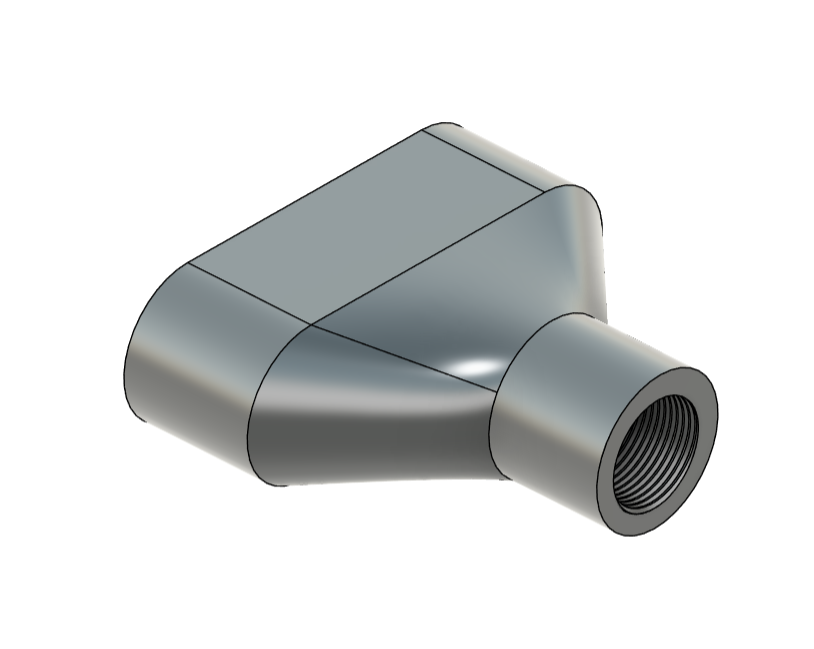 3 x 40mm into 1 x 32mm threaded ducting fitting flat
