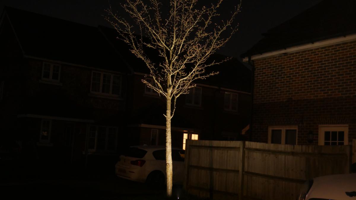 Careful positioning enabled illumination of this 6m tall feature